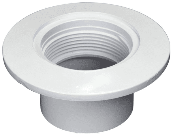 White Pentair 542423 2-Inch Slip Body Insider Wall Fitting for Schedule 40 PVC Gunite Concrete Pool Pipe on a plain background.